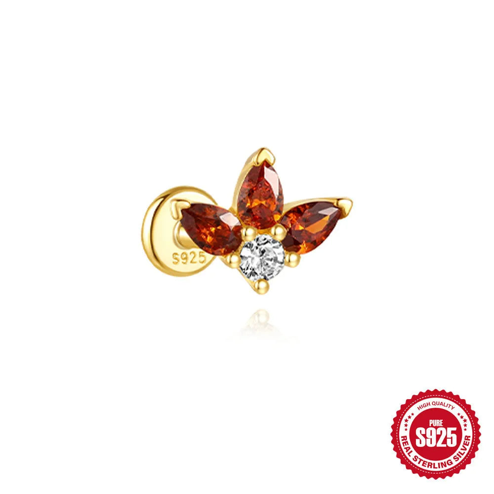 S925 sterling silver water drop earrings with a flat spiral geometric design in a gold tone.