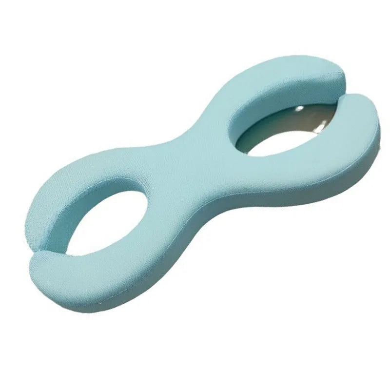 Cool blue cylindrical memory foam cervical traction pillow shown in 6cm and 9cm thickness options.