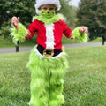 Children's green cotton Halloween party costume with top and pants for stage wear