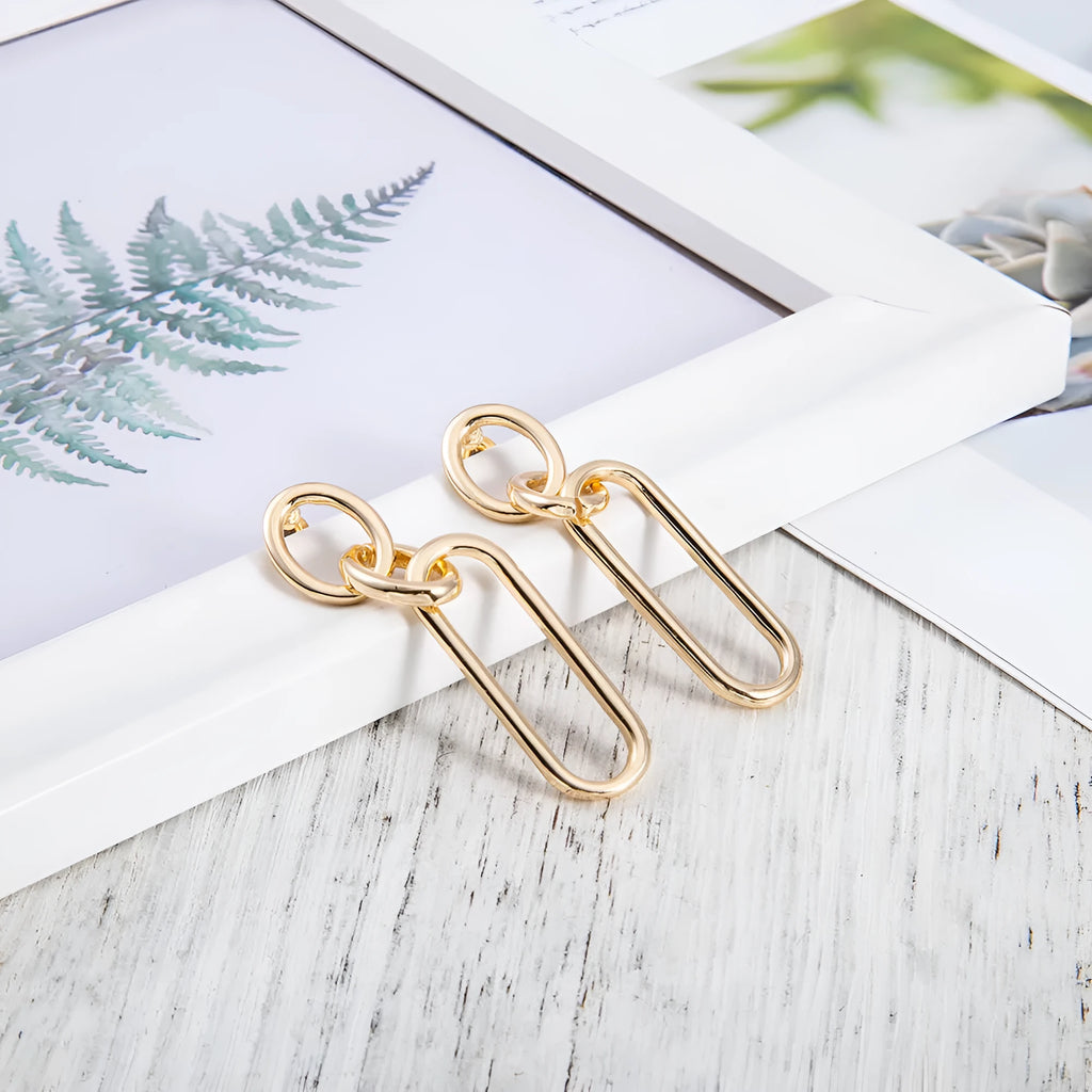 Geometric sterling silver needle hoop earrings for women with ring and line design