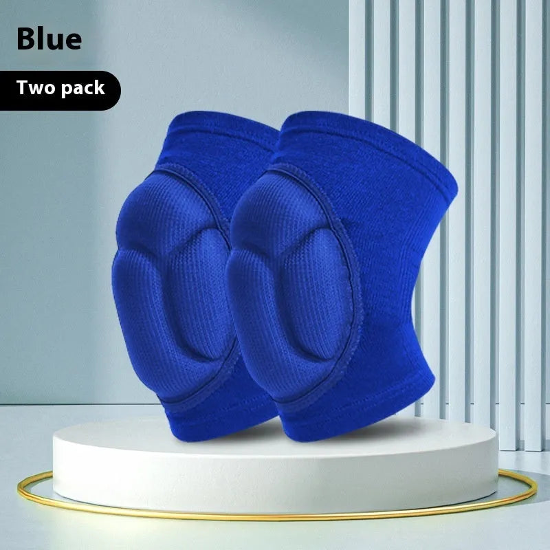 Black and blue breathable thick sponge dance knee pads for anti-collision protection in athletic use