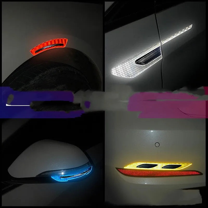 Blue reflective warning tape strips for car bumper with 17mm width and engine pieces