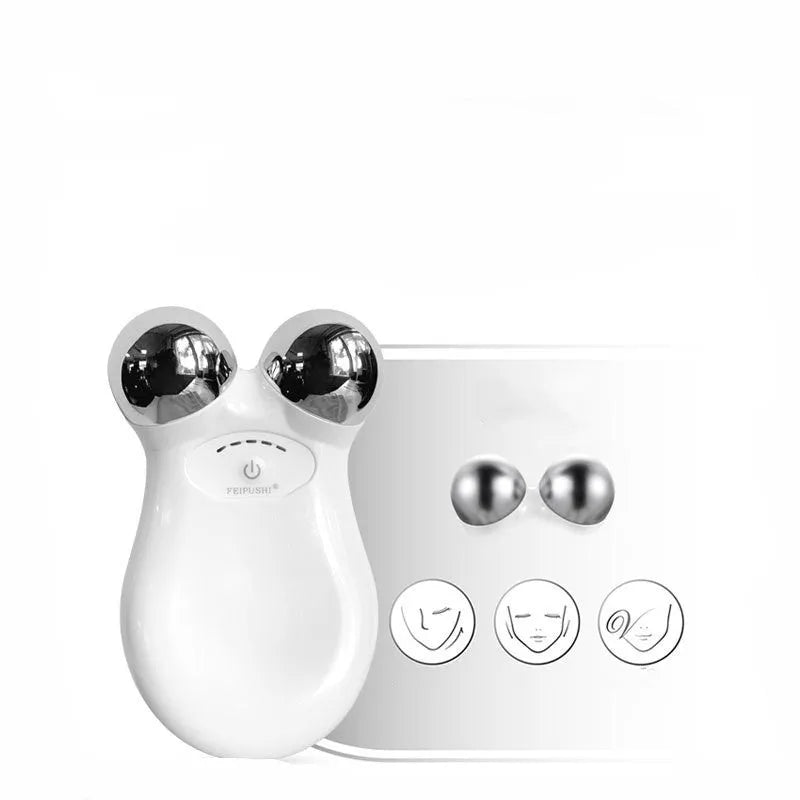 HS-858 microcurrent facial lifting device in pink or white colour measuring 106mm × 65mm × 38mm