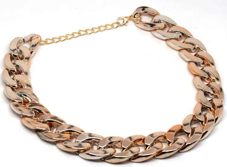 Gold colour chain dog collar with buckle for small to medium sized dogs on adjustable setting