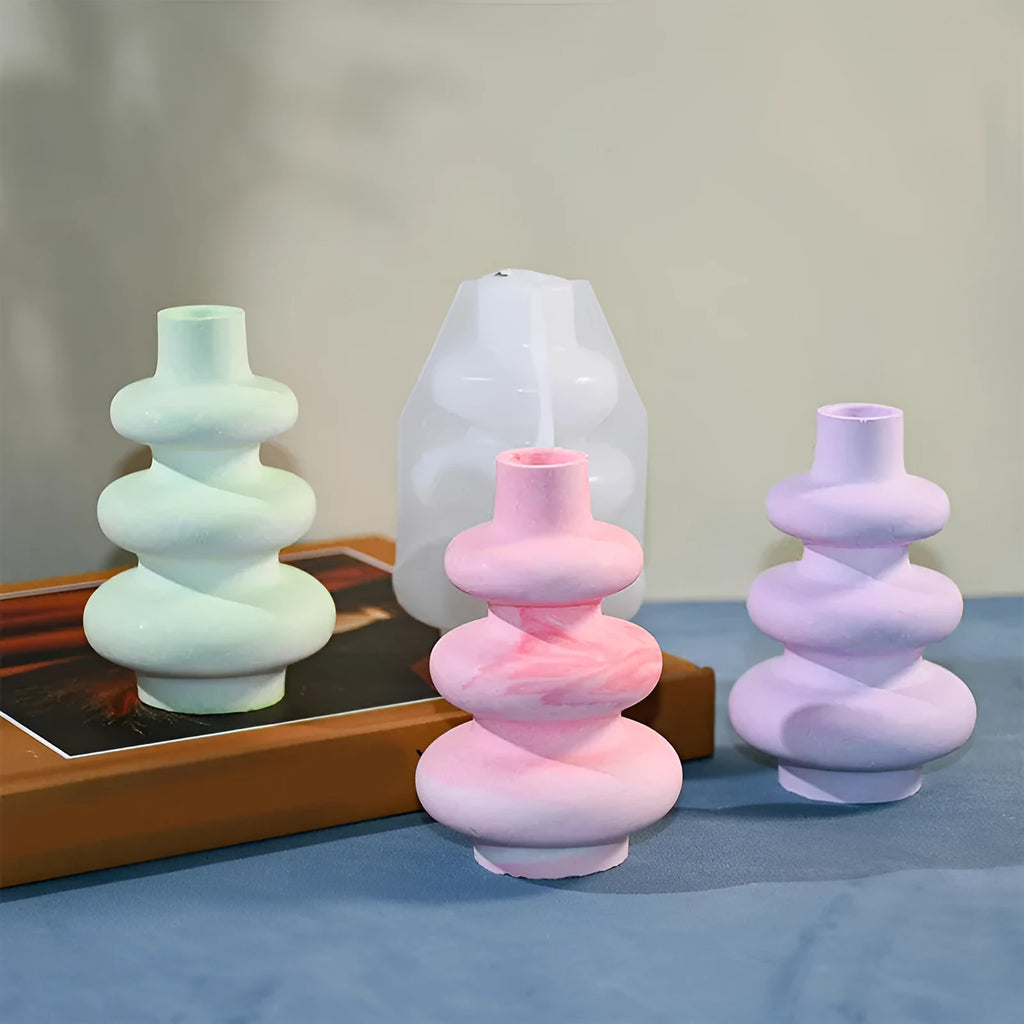 Three layer circle vase silicone mould for resin and decorative plaster casting crafts