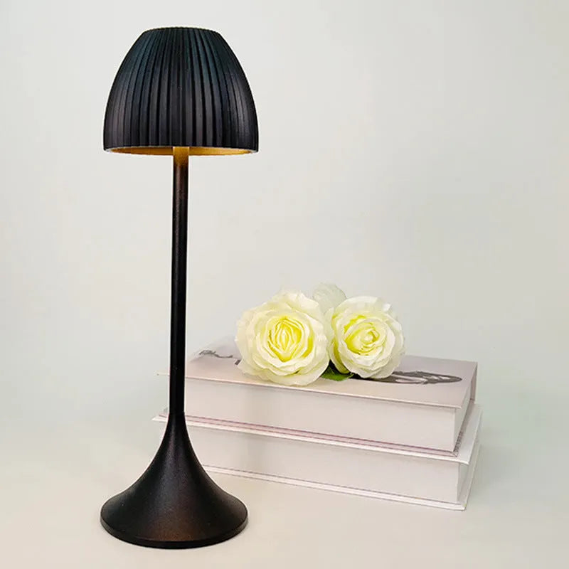 Ins pattern dimmable night lamp in thin round bottom black or white with USB charging