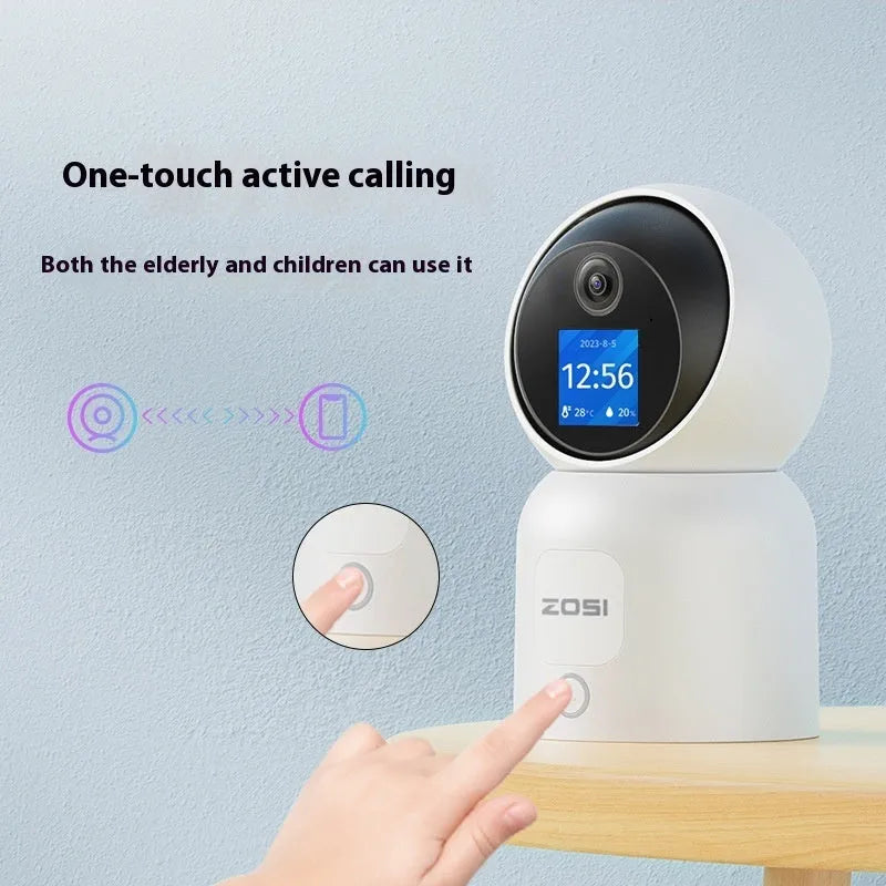 Zhou Shi wireless indoor security camera with large screen display and plastic housing