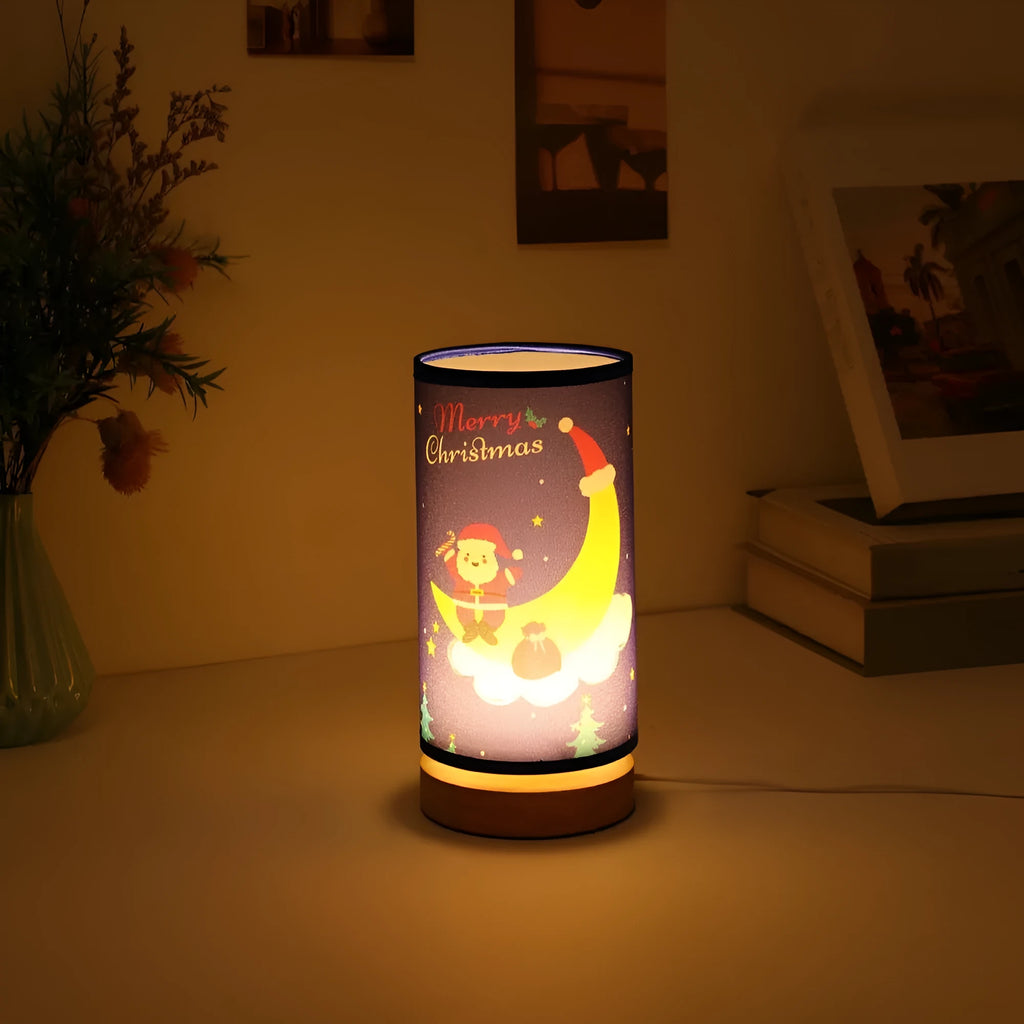 European style Christmas LED night light with bamboo lamp holder and USB plug connection