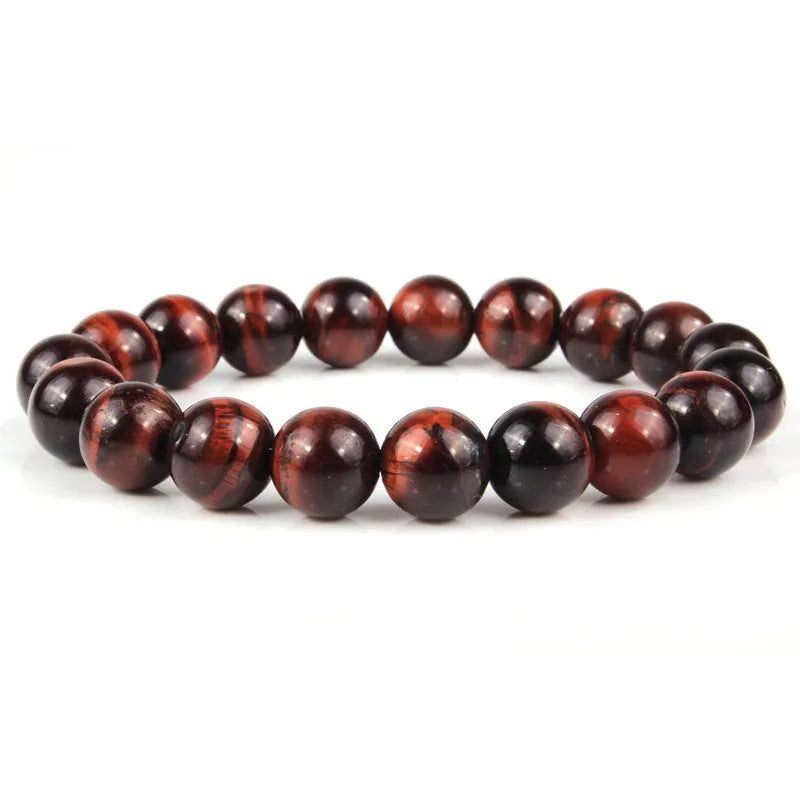 Natural tigereye crystal bead bracelet with round beads in a choice of colours and sizes.