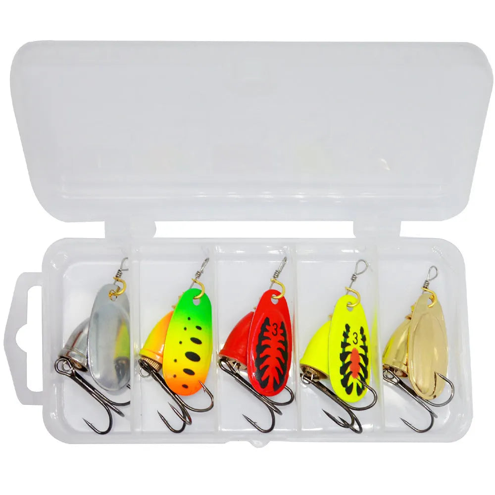 R composite rotating sequins copper bell fishing lure in seven colour options including gold, silver, and rose gold