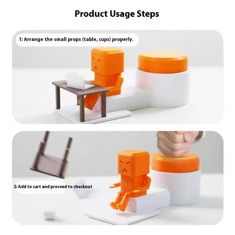 Orange plastic vent decompression toy with table turning mechanism, dimensions 16cm by 6cm by 7cm