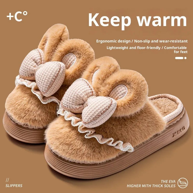 Indoor non-slip warm couples cotton slippers with suede upper in brown, khaki, black and white