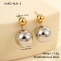 Stainless steel ear studs with 18K gold electroplating and round bead geometry design