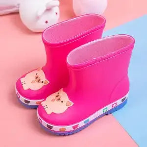 Children's waterproof PVC dinosaur shoes with thickened flexed sole, blue design, low-top unisex boots for preschool kids