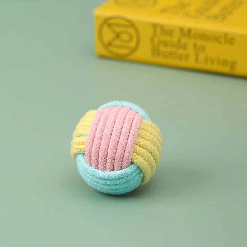Handmade soft cotton plush ball cat toy for teeth grinding, 5cm diameter