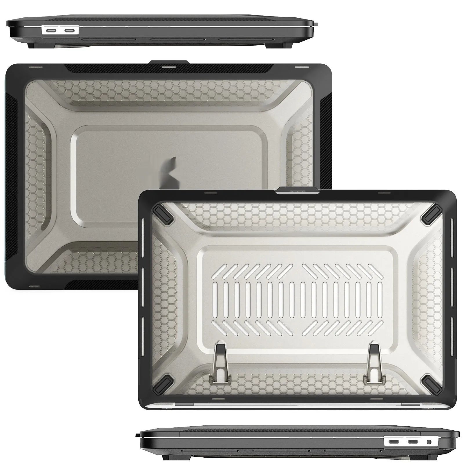 MacBook protective sleeve case in four colours: cold black, starry sky grey, elegant apricot, and sapphire blue