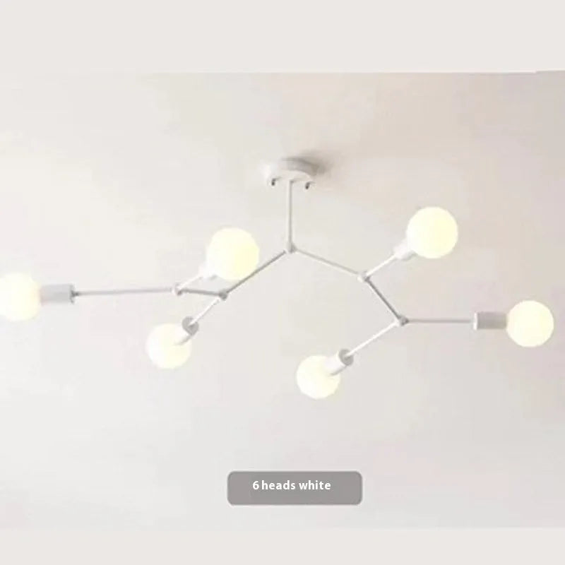 Nordic style iron ceiling lamp with multiple light heads in black or white colour