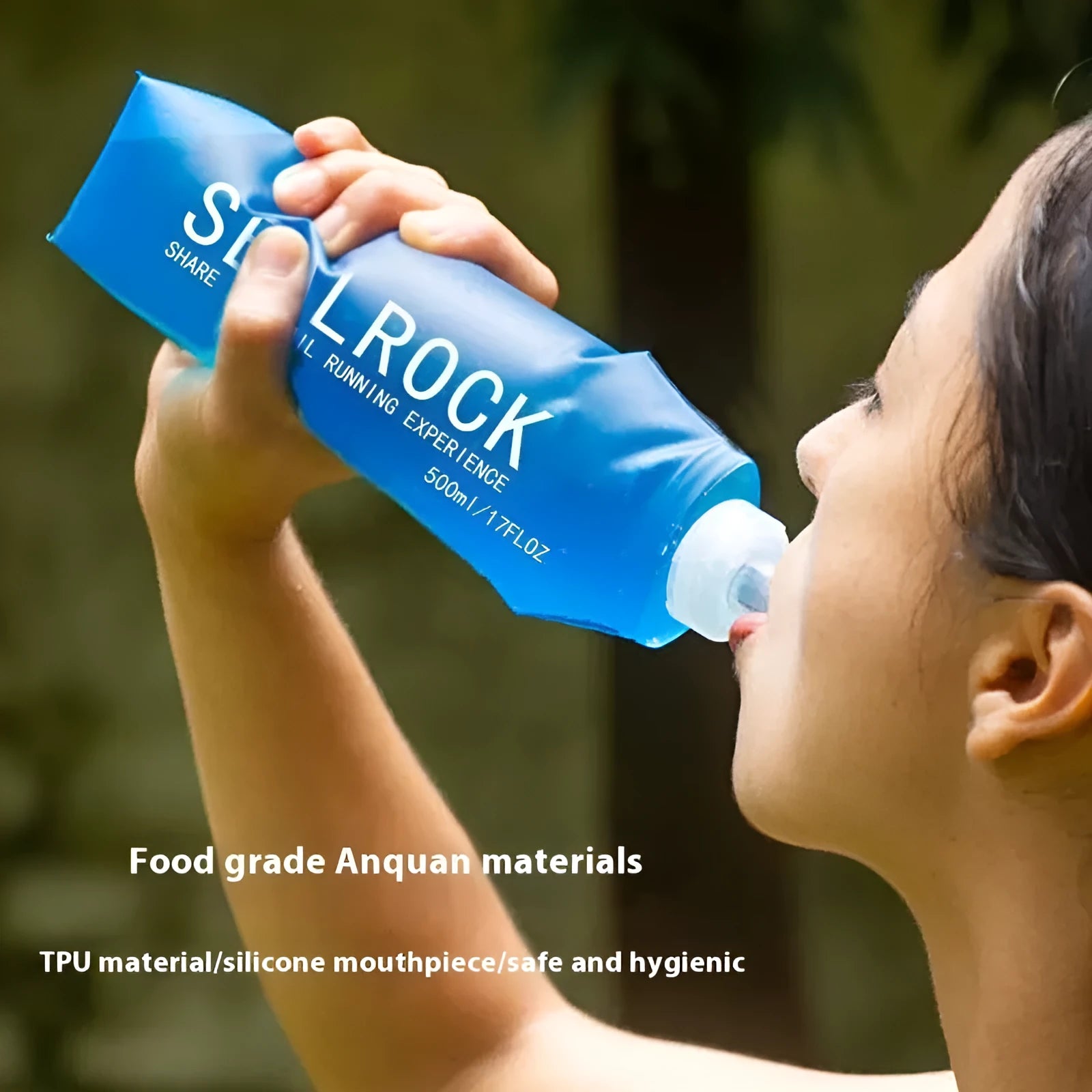 Plastic portable drinking straw for mountain biking and climbing on rough terrain.
