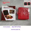 Red silicone baking tray and matching anti-scald gloves set in colour box packaging.