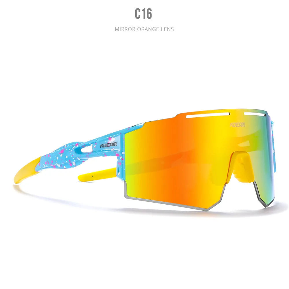 Ultralight polarised cycling sunglasses with frameless TR90 frame in a selected colour.