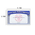 Transparent PVC social security card holder with waterproof cover, shown at 9.7 by 5.9 cm.