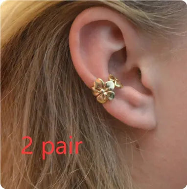 Gold electroplated alloy earrings with starfish and scallop shell designs for women's beach fashion