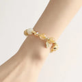 Gold electroplated rutilated quartz crystal bracelet with adjustable band in Korean style