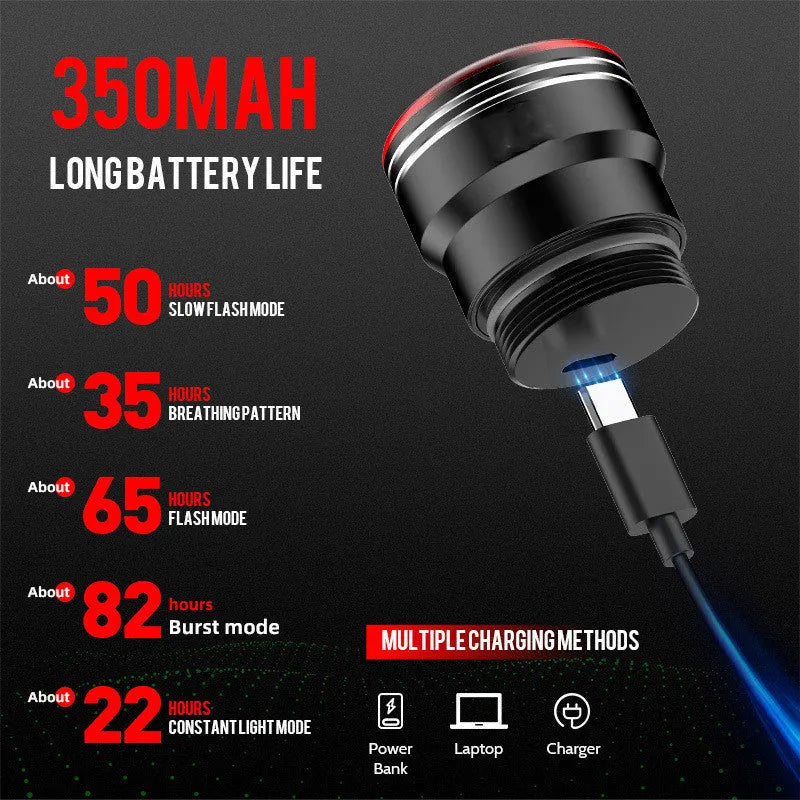Smart brake sensing USB charging taillight with aluminium alloy shell and compact dimensions