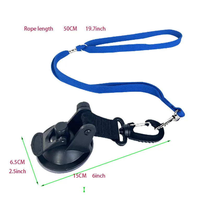 Set of four pet bathing suction cup handcuffs in black colour with traction ropes