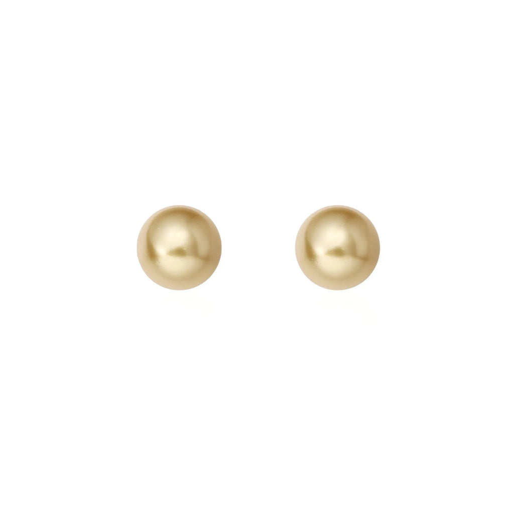 Large geometric pearl stud earrings with retro styling and eight-awm star detailing in silver