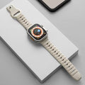 Fluoro rubber watch band with T buckle in black, orange, grey, pink, blue and starlight for iWatch Ultra and Series 1-8