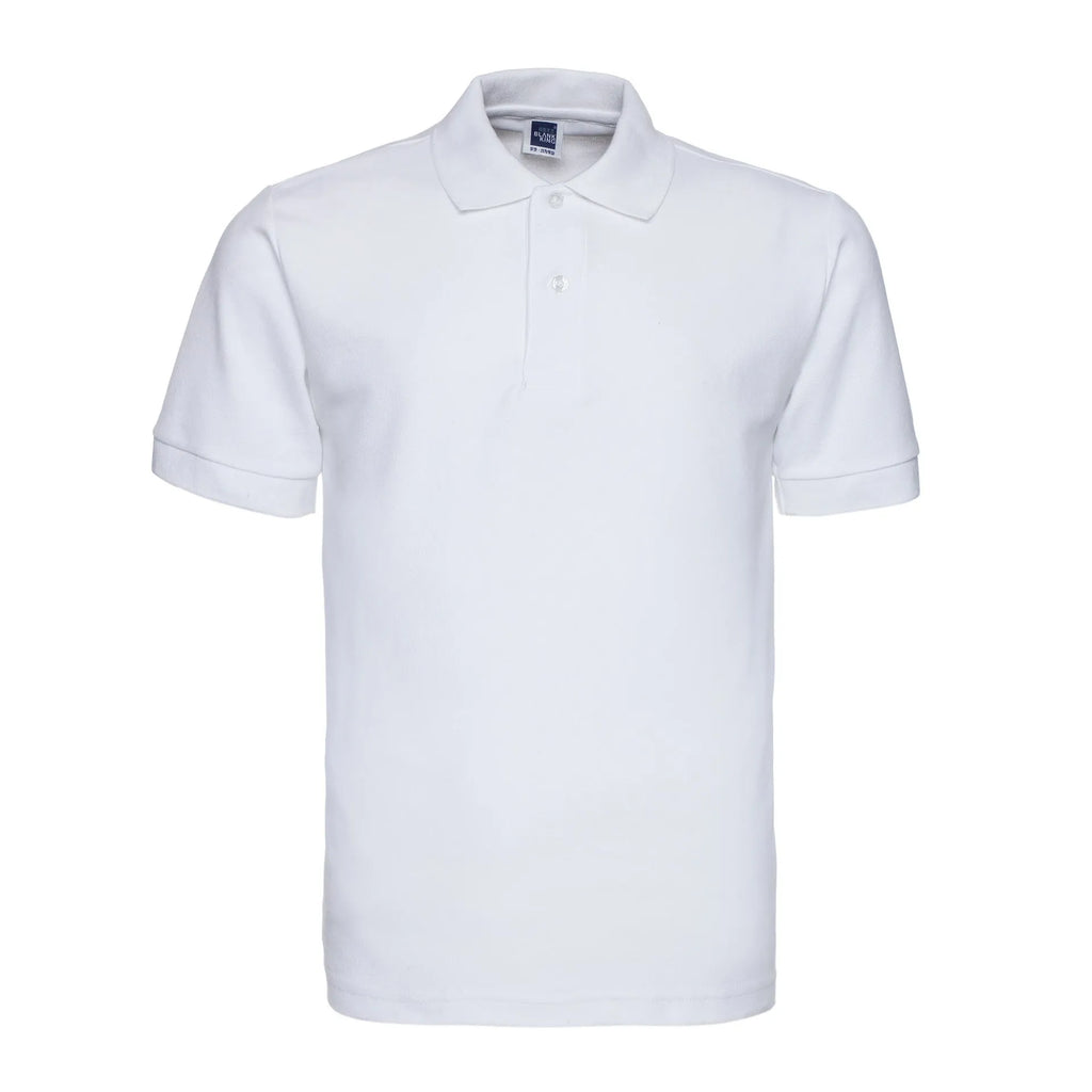 Men's plus size short sleeve polo shirt in a solid colour with a lapel collar, shown in a loose fit.