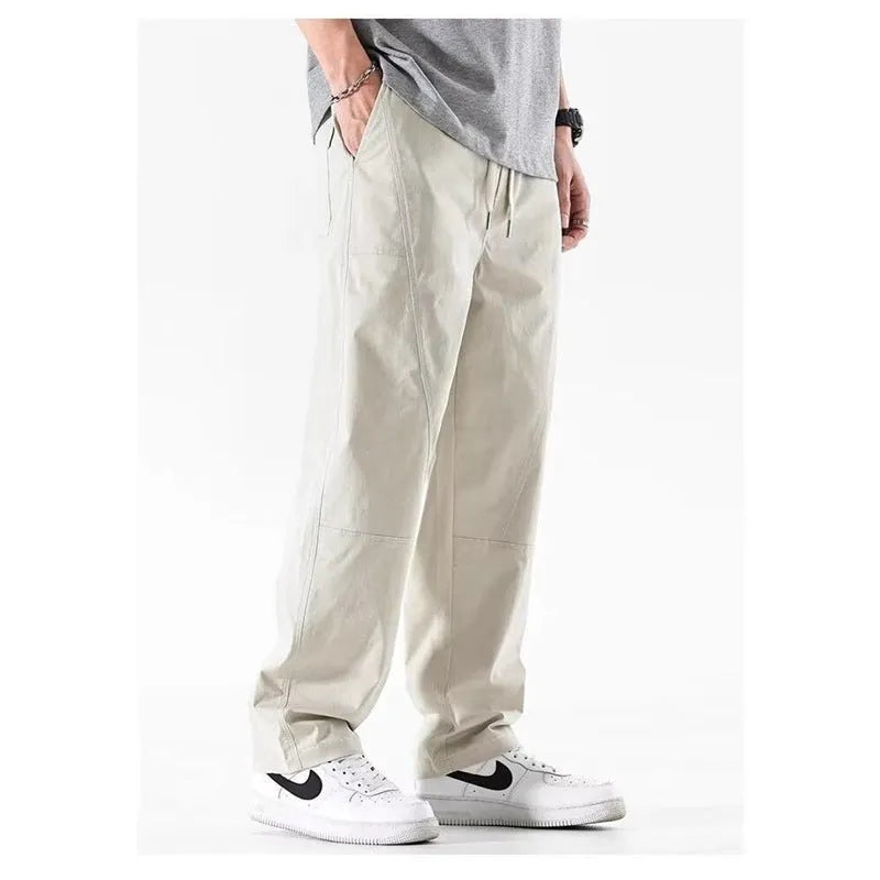 Antibacterial cotton wide-leg trousers with pants-mouth opening in milky white colour