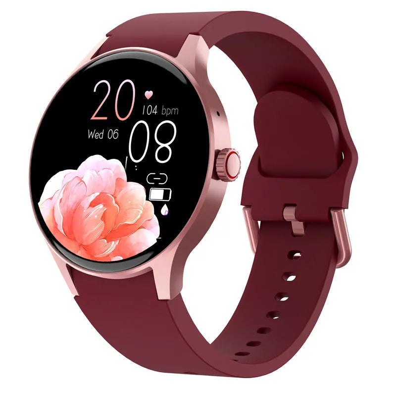 Men's and women's black Bluetooth sport watch with 1.43-inch round screen on wrist, showing display.