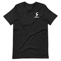 Black cotton summer T-shirt with round neck and short sleeves in loose straight cut