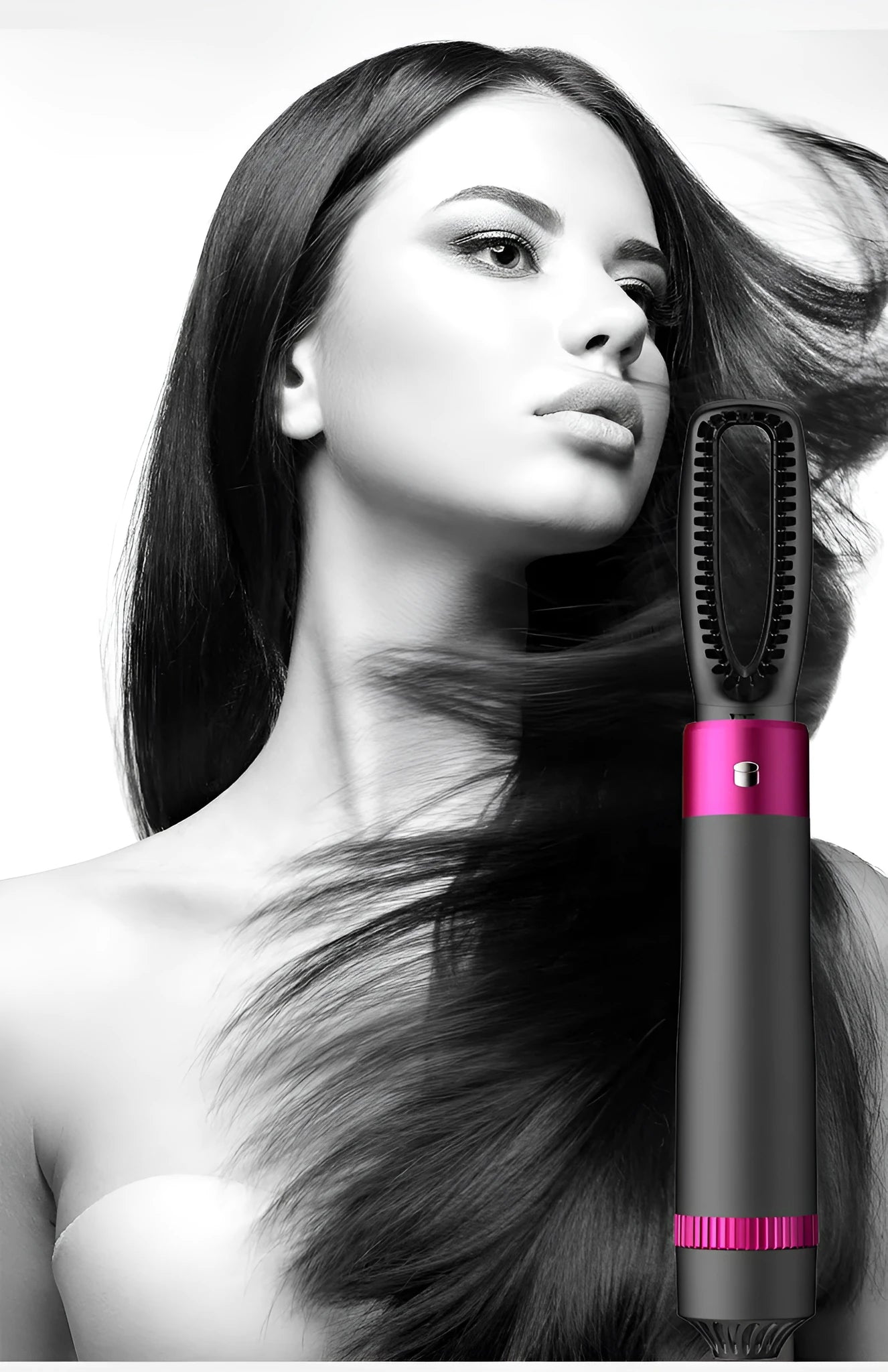 Dyson grey 5-in-1 hair dryer brush styling tool with multiple brush attachments