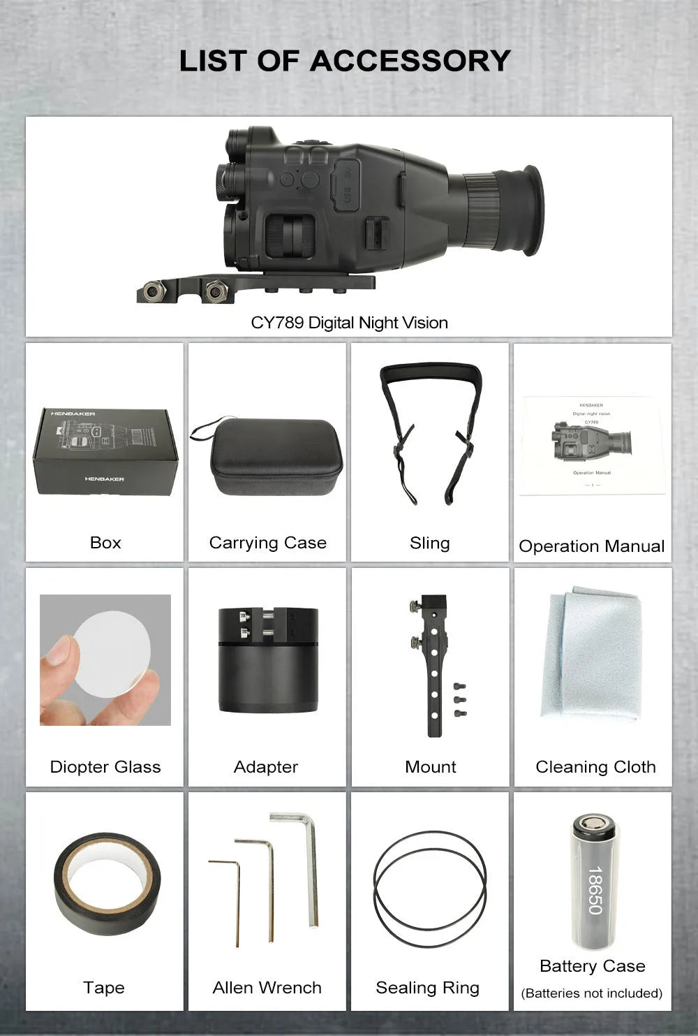 CY789 HD night vision instrument with infrared illuminator for aiming and photography in low light