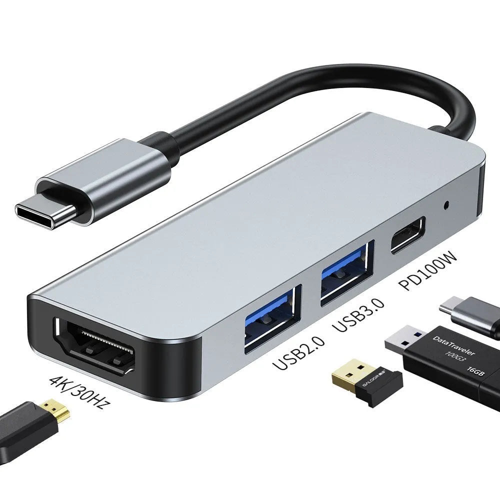 Portable notebook and tablet computer expansion dock with TYPE-C interface and 13.5cm cable