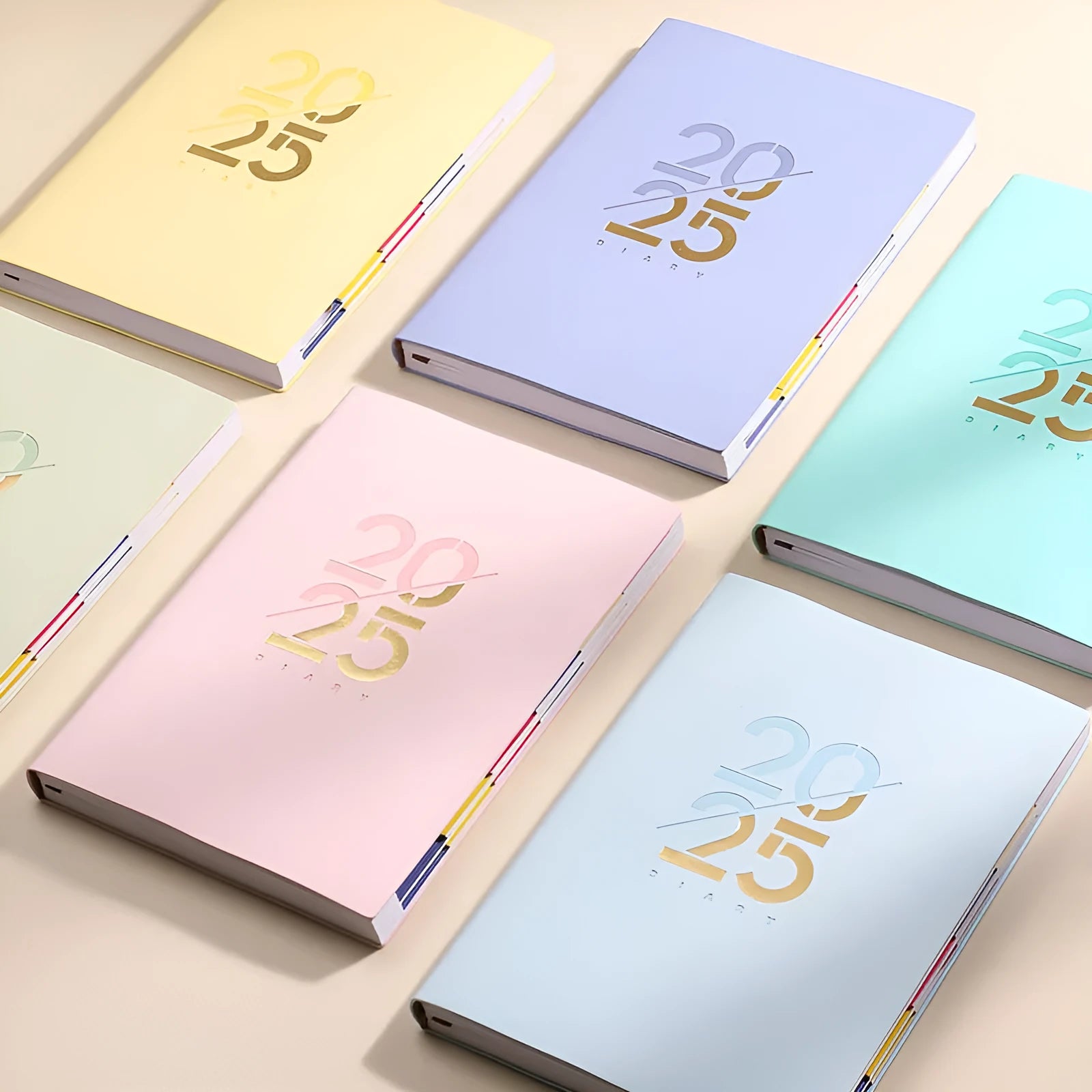 2025 A5 daily planner with faux leather cover, open to show Dorian paper pages.