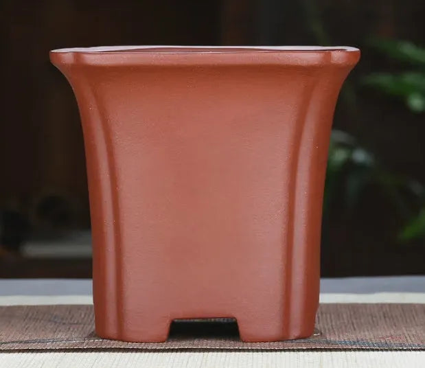 Purple clay orchid pot, classical square shape, 15.5 cm width, 13.8 cm opening, 14 cm height, fine pottery