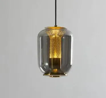 Nordic minimalist chandelier in transparent, cognac or smoky grey colour with 16cm diameter