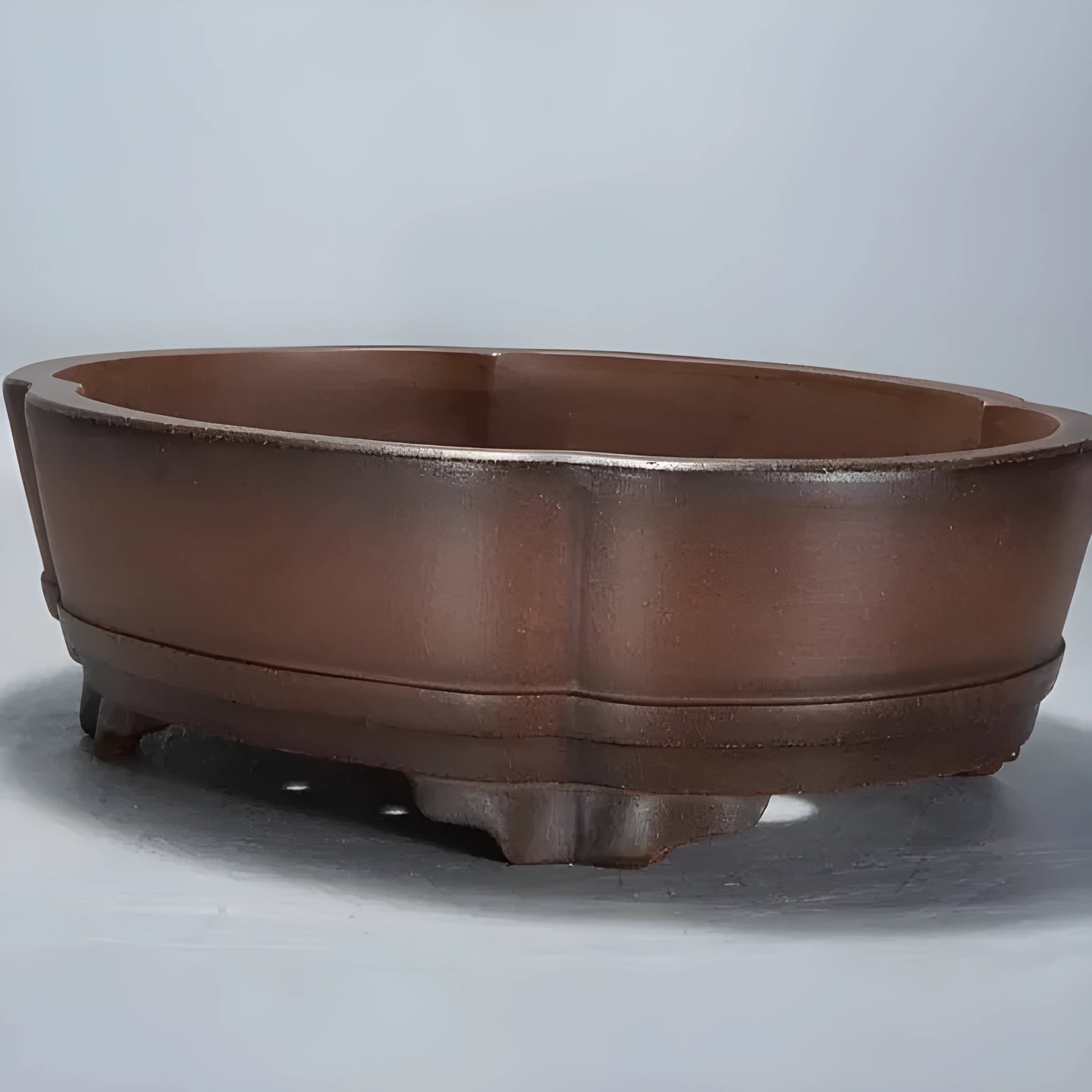 Classical simple purple clay flower pot for plants and bonsai, 50cm wide
