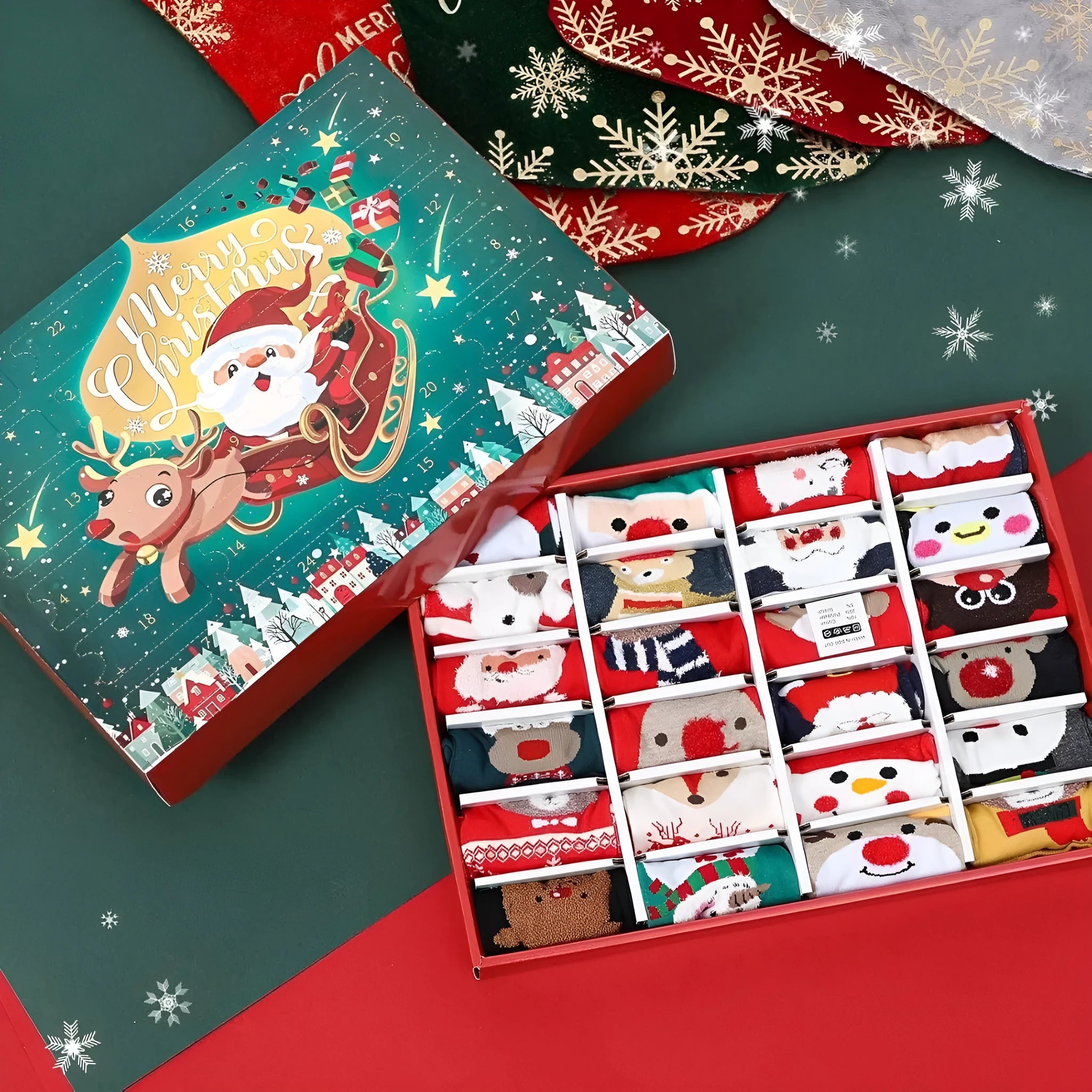 Christmas socks blind box decoration with resin and plastic construction for holiday displays