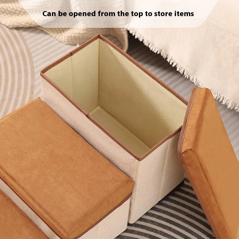 Foldable pet stairs steps for small dogs, non-slip cloth dog ladder in brown