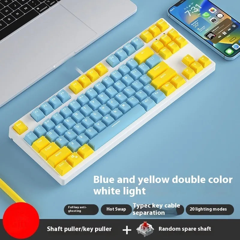 87-key mechanical gaming keyboard with colourful keycaps and metal chassis