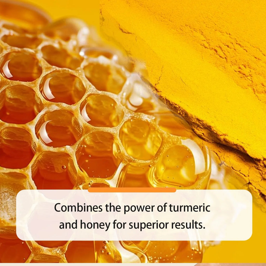 30ml bottle of turmeric honey essential oil in amber glass with neutral packaging