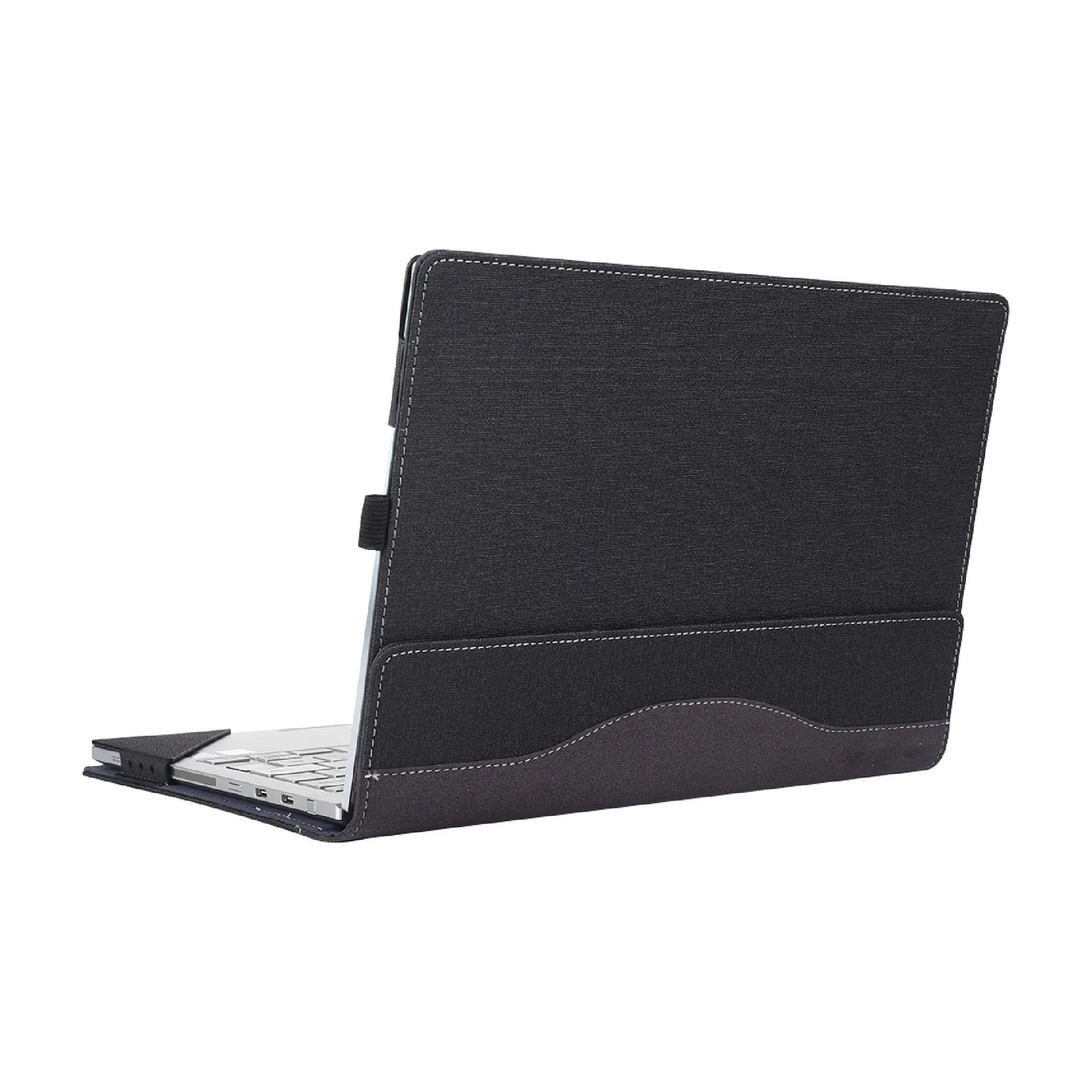 Black imitation leather protective sleeve for Microsoft Surface Laptop 6 with Chinese-style fabric detailing
