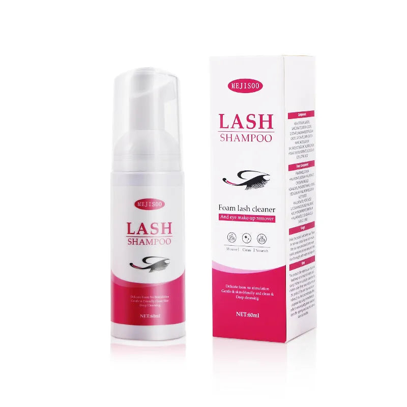 60ml lash shampoo mousse eyelash cleaning solution in squeeze bottle