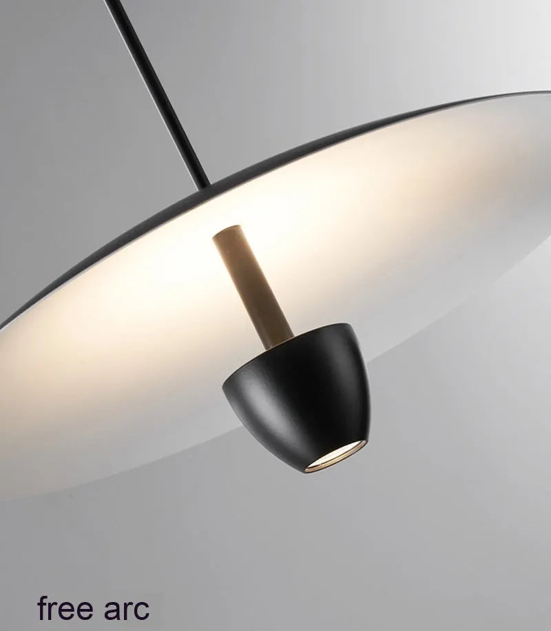 Black modern minimalist chandelier with 400mm size and warm light