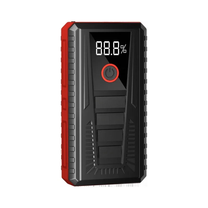 Car emergency jump starter 1500mAh 1000A with storage bag and clips on white background